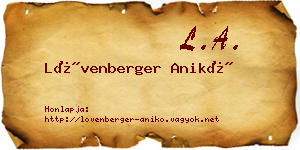 Lövenberger Anikó névjegykártya
